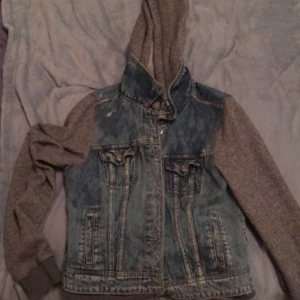 AEO denim vest hoodie